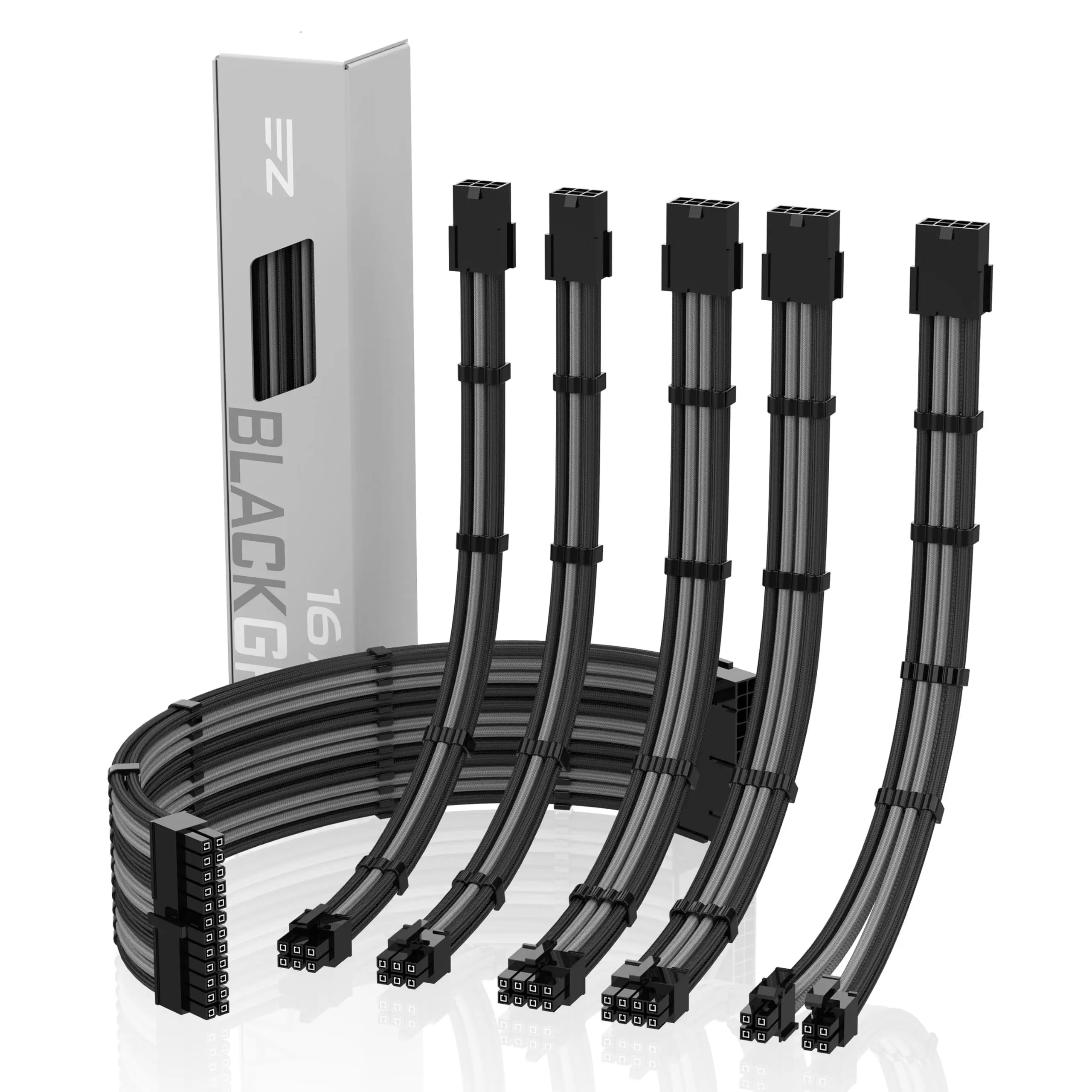 EXTENSION CUSTOM CABLE GPU 8 PIN BLACK GREY WHITE